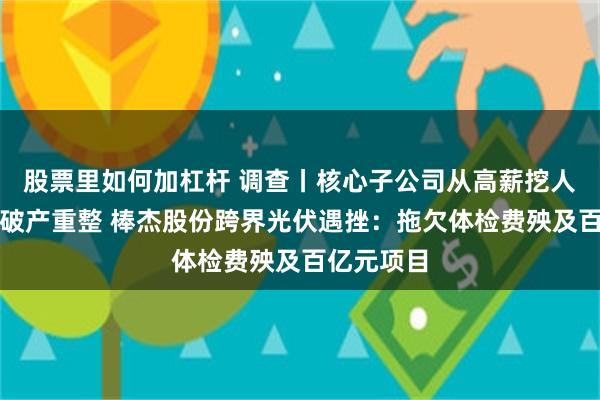 股票里如何加杠杆 调查丨核心子公司从高薪挖人到被申请破产重整 棒杰股份跨界光伏遇挫：拖欠体检费殃及百亿元项目