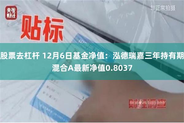 股票去杠杆 12月6日基金净值：泓德瑞嘉三年持有期混合A最新净值0.8037